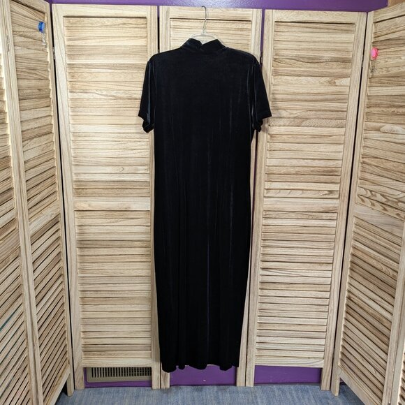 VINTAGE Amanda Smith Elegant Black Velvet Button-Up Dress Size 14 - Picture 8 of 10